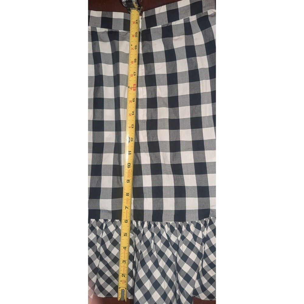 J. Crew Women's Black White Plaid Gingham Ruffled Mini Skirt, 6T - Picture 6 of 7